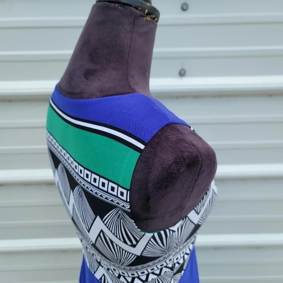 CHICO'S Sexy and Slimming Long Maxi Dress Beautiful Blue Green Blk NWT Sz 0 S(4) - Picture 11 of 13